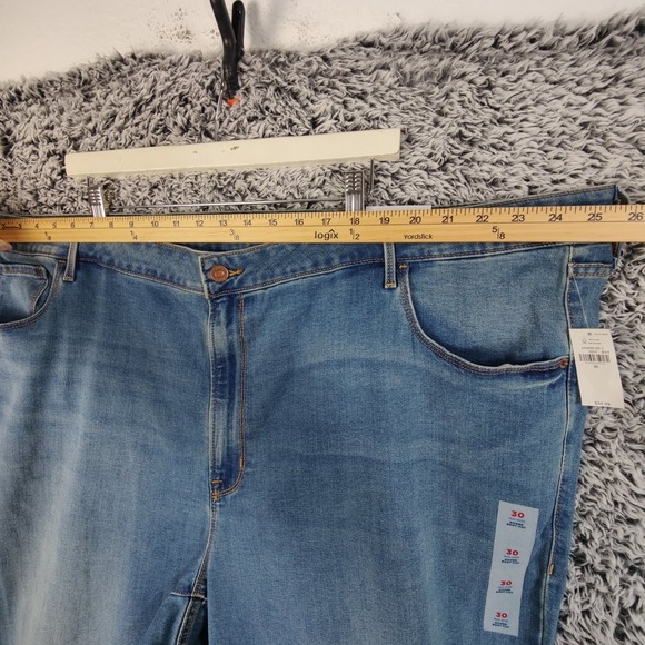 Old Navy Women Western Boho Kicker Boot-Cut Jeans Plus 30 Blue Mid-Rise Stretch - Picture 2 of 11